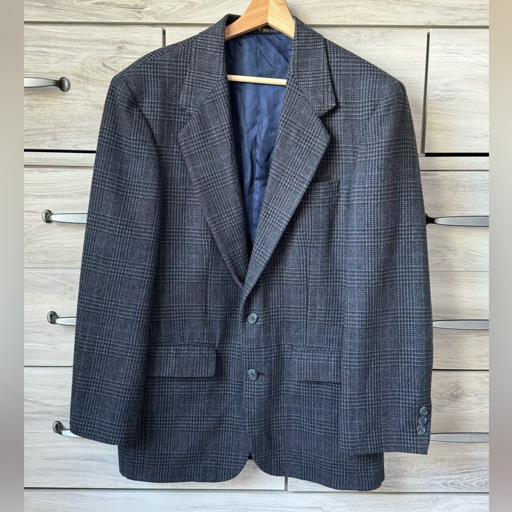 Towncraft Men's Blue Multi Colored 2 Buttoned Sports Jacket Size 40R wool blend
